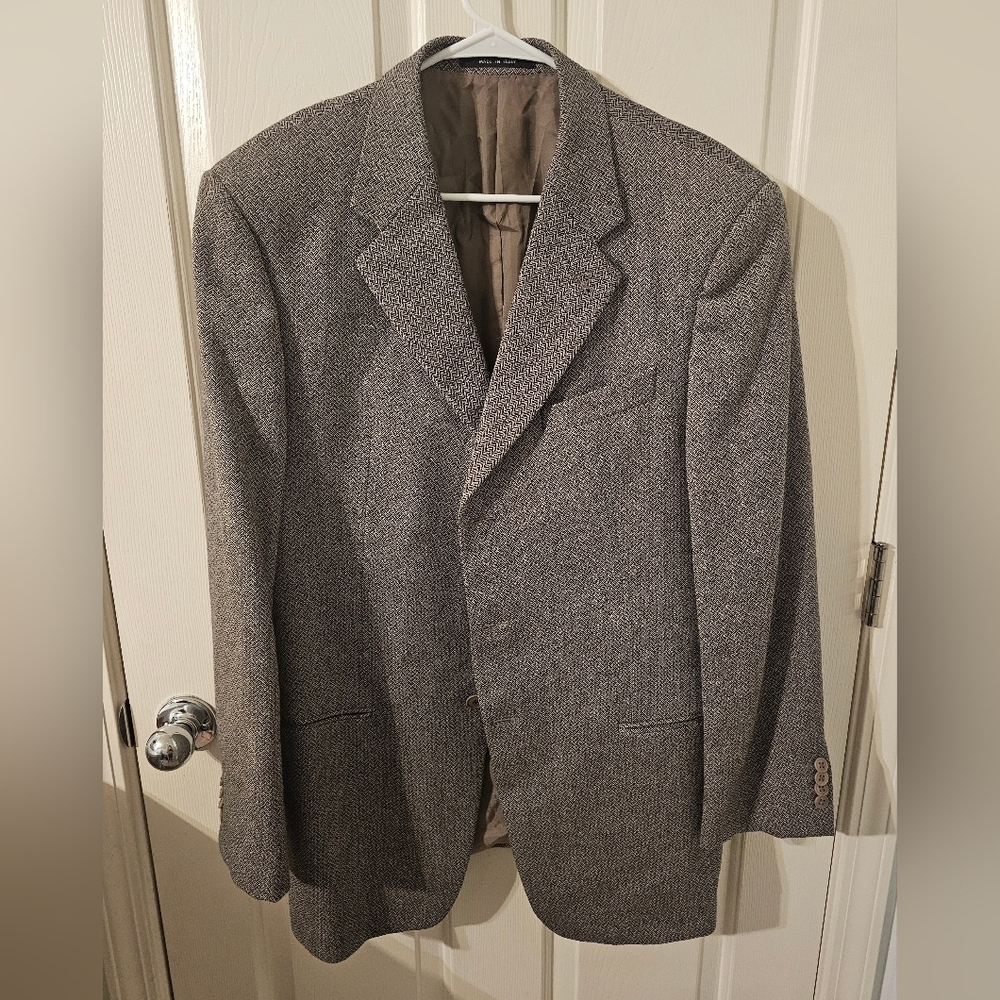 Armani Collezioni Brown Wool Cashmere Blend Blazer Mens Suit Jacket Size 42L